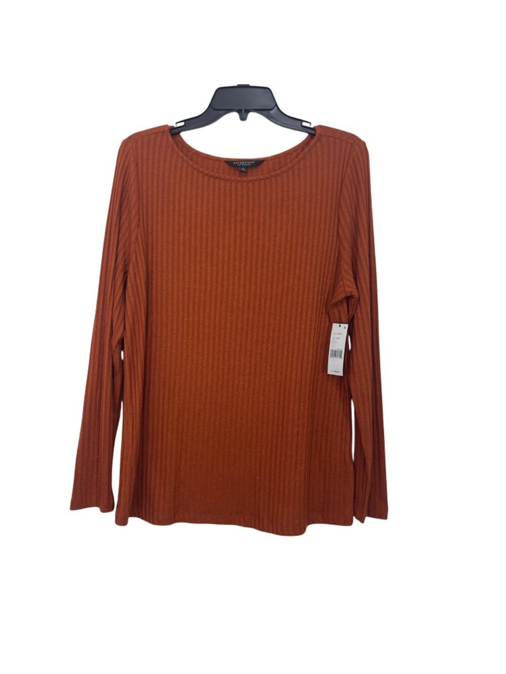 Liverpool Los Angeles Womens Rust Ribbed Long Sleeve Top Size 1X Viscose Blend